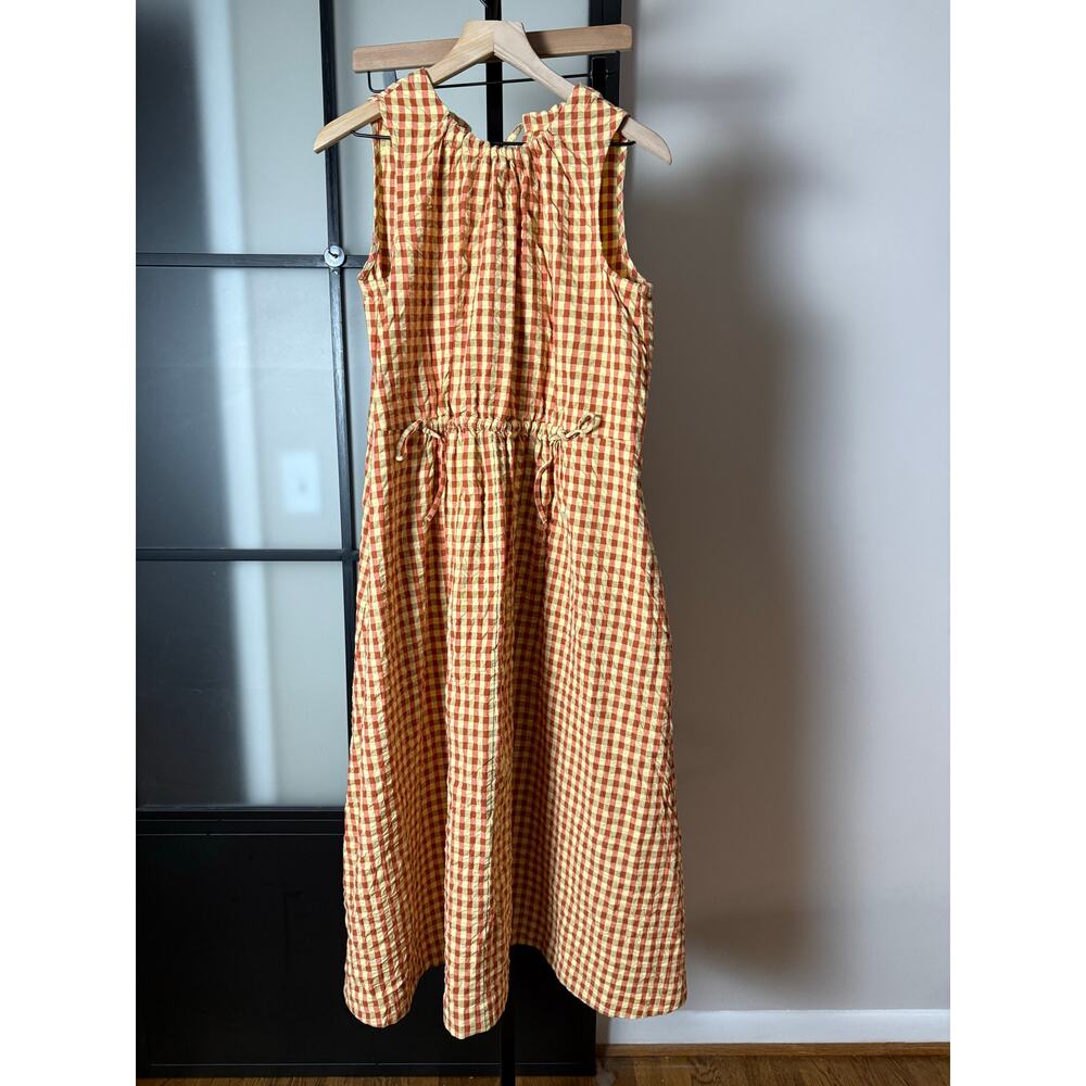 TOAST Seersucker Gingham Cotton Midi Dress Size 10